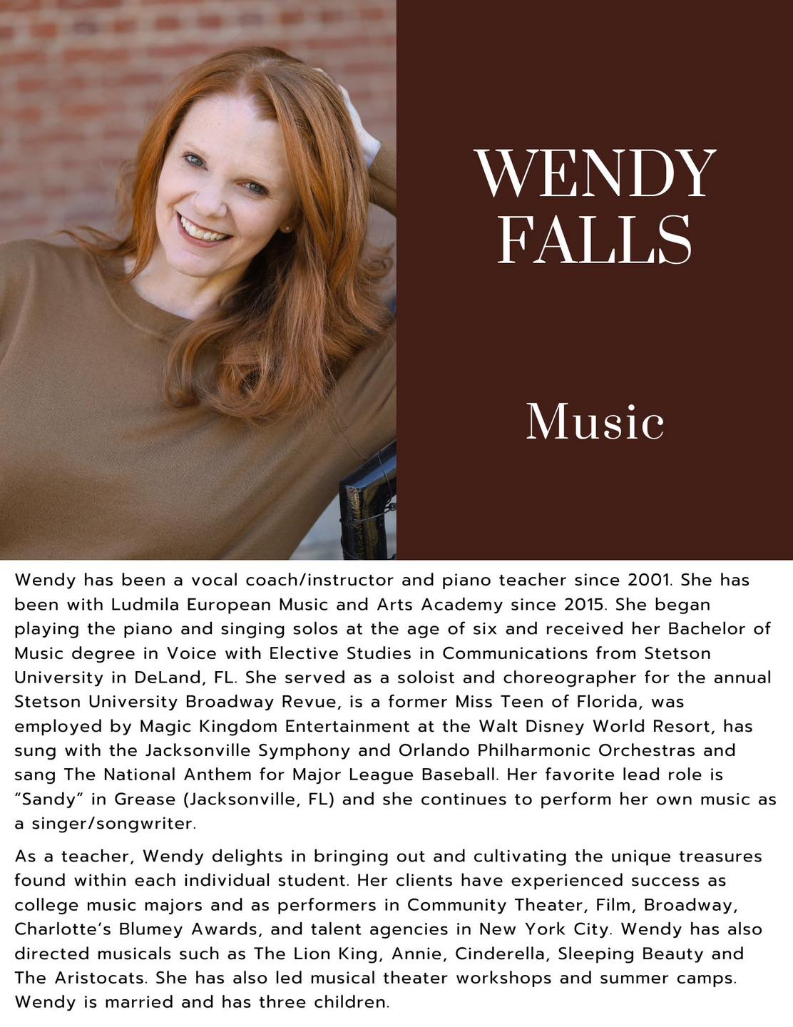 Wendy Falls - Piano, Voice, & Singing