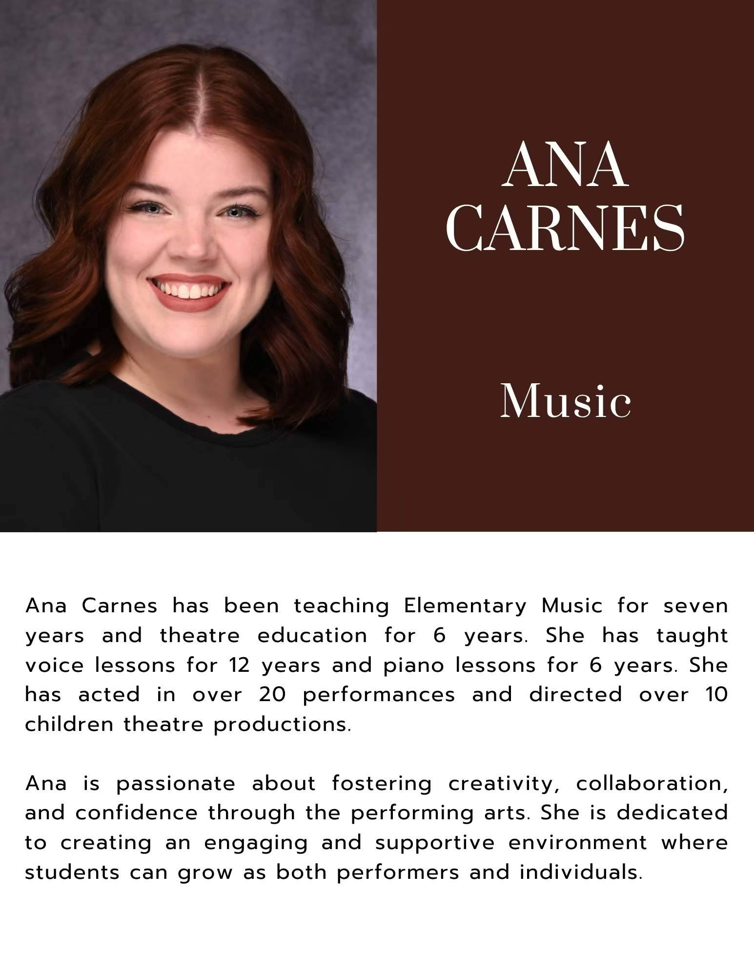 Ana Carnes - Theatre, Voice, Piano